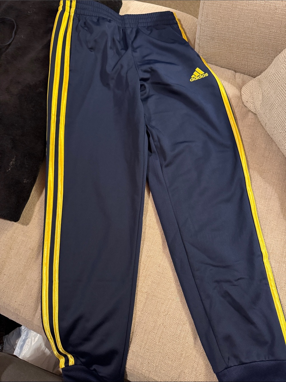 adidas Navy and Yellow Kids Joggers
